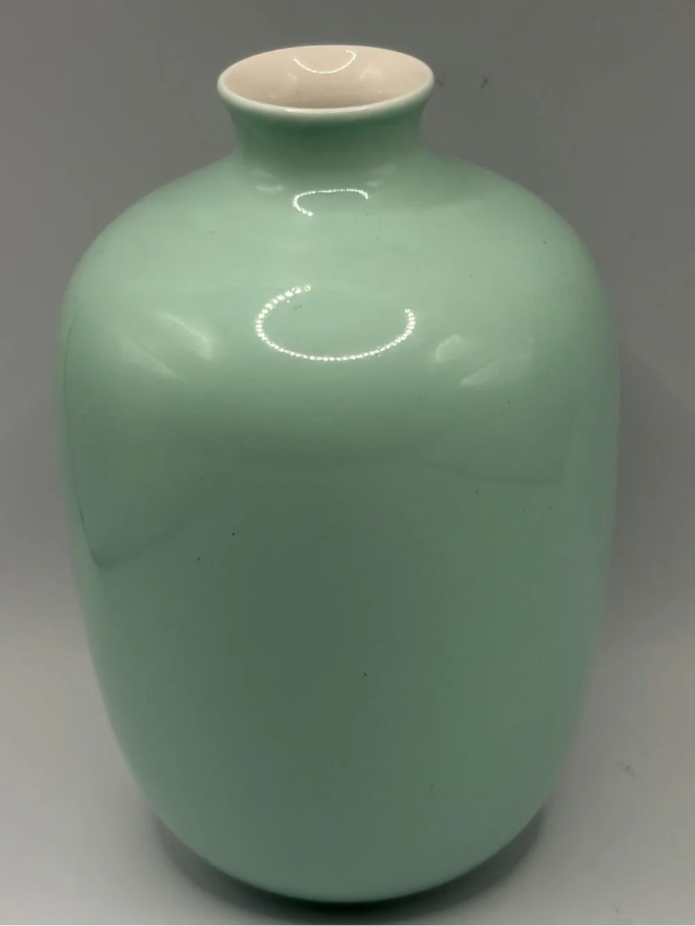 Middle Kingdom Inc. MK Celadon Porcelain Plum Vase Vessel Minimalist Home Decor